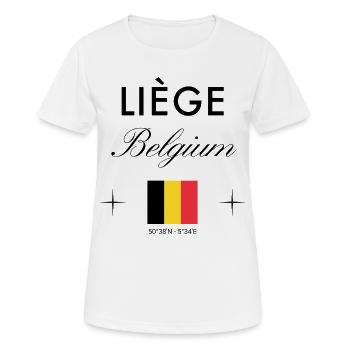 Liège Belgique Coordonnées Souvenir de voyage - T-shirt respirant Femme - blanc - Devant - AI Model Female 172 dark (172cm)