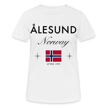 Ålesund, Norway, coordinates, travel, souvenir - Women's Breathable T-Shirt - white - Front - AI Model Female 172 dark (172cm)