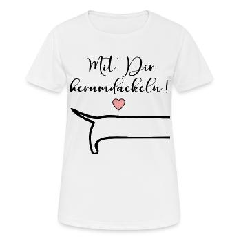 Freundschaft Herumdackeln Dackel - Frauen T-Shirt atmungsaktiv - Weiß - Vorne - AI Model Female 172 dark (172cm)