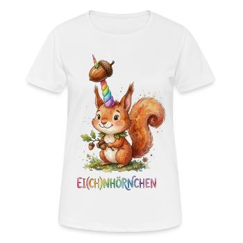 Einhorn Eichhörnchen Eich(ch)nörnchen - Frauen T-Shirt atmungsaktiv - Weiß - Vorne - AI Model Female 172 dark (172cm)