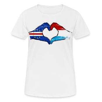 Cape Verde Luxembourg flag hands heart shape used - Women's Breathable T-Shirt - white - Front - AI Model Female 172 dark (172cm)