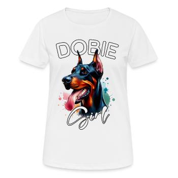 Doberman Mädchen Dobermann - Frauen T-Shirt atmungsaktiv - Weiß - Vorne - AI Model Female 172 dark (172cm)