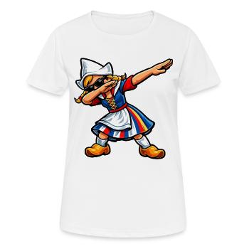 Dabbing Holländerin - Frauen T-Shirt atmungsaktiv - Weiß - Vorne - AI Model Female 172 dark (172cm)