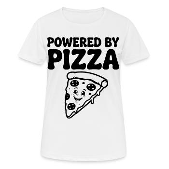 Powered by Pizza Lustiger Pizza Spruch - Frauen T-Shirt atmungsaktiv - Weiß - Vorne - AI Model Female 172 dark (172cm)
