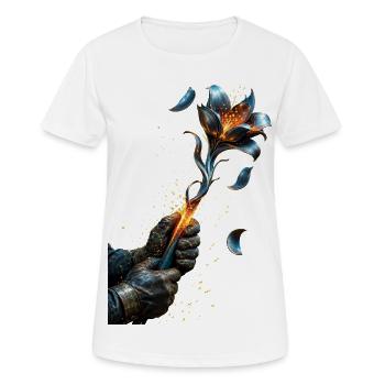 Fleur braise bleu électrique - T-shirt respirant Femme - blanc - Devant - AI Model Female 172 dark (172cm)