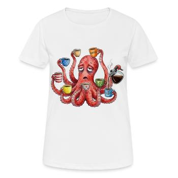 Un poulpe fatigué a besoin de café - T-shirt respirant Femme - blanc - Devant - AI Model Female 172 dark (172cm)