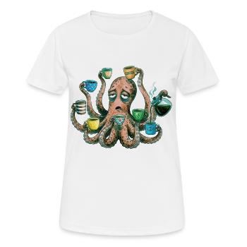 Un poulpe fatigué a besoin de café - T-shirt respirant Femme - blanc - Devant - AI Model Female 172 dark (172cm)
