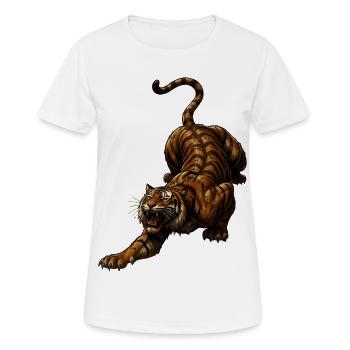 Tiger im Sprung Wilddynamik - Frauen T-Shirt atmungsaktiv - Weiß - Vorne - AI Model Female 172 dark (172cm)