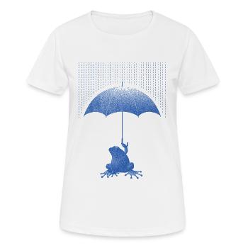 Frosch mit Regenschirm im Regen - Frauen T-Shirt atmungsaktiv - Weiß - Vorne - AI Model Female 172 dark (172cm)