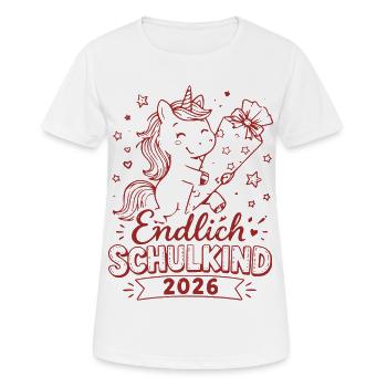 Endlich Schulkind 2026 Unicorn - Frauen T-Shirt atmungsaktiv - Weiß - Vorne - AI Model Female 172 dark (172cm)