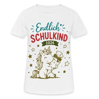 Endlich Schulkind 2026 Unicorn Einhorn - Frauen T-Shirt atmungsaktiv - Weiß - Vorne - AI Model Female 172 dark (172cm)