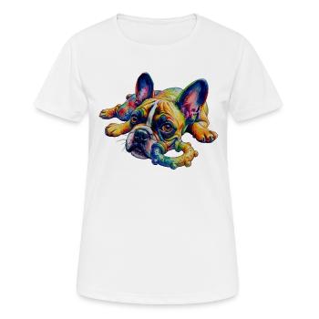 Frenchie: Ich will einfach spielen - Frauen T-Shirt atmungsaktiv - Weiß - Vorne - AI Model Female 172 dark (172cm)