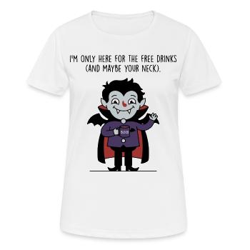 Kostenlose Getränke Vampir – lustiges Halloween-T-Shirt - Frauen T-Shirt atmungsaktiv - Weiß - Vorne - AI Model Female 172 dark (172cm)