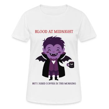 Blood At Midnight Coffee – lustiges Vampir-T-Shirt - Frauen T-Shirt atmungsaktiv - Weiß - Vorne - AI Model Female 172 dark (172cm)