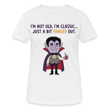 Hier für die Süßigkeiten, Halloween-Kleidung, Mama - Frauen T-Shirt atmungsaktiv - Weiß - Vorne - AI Model Female 172 dark (172cm)