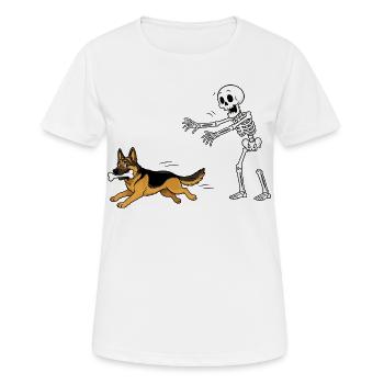 Halloween, Schäferhund, Skelett - Frauen T-Shirt atmungsaktiv - Weiß - Vorne - AI Model Female 172 dark (172cm)