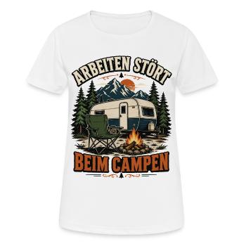 Arbeiten stört beim Campen – Camper Spruch - Frauen T-Shirt atmungsaktiv - Weiß - Vorne - AI Model Female 172 dark (172cm)