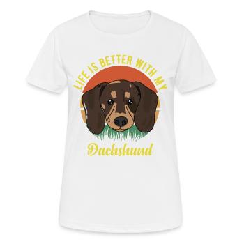Dackel Wursthund Lilfe besser mit Dackel - Frauen T-Shirt atmungsaktiv - Weiß - Vorne - AI Model Female 172 dark (172cm)