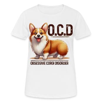  OCD (Obsessive Corgi Disorder) Funny Corgi Merch - Women's Breathable T-Shirt - white - Front - AI Model Female 172 dark (172cm)