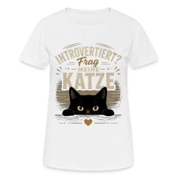 Introvertiert? Frag meine Katze Vintage - Frauen T-Shirt atmungsaktiv - Weiß - Vorne - AI Model Female 172 dark (172cm)