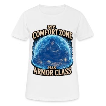 MEINE KOMFORTZONE HAT RÜSTUNGSKLASSE - Frauen T-Shirt atmungsaktiv - Weiß - Vorne - AI Model Female 172 dark (172cm)