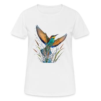 Schwalbe mit Farbe bespritzt - Frauen T-Shirt atmungsaktiv - Weiß - Vorne - AI Model Female 172 dark (172cm)
