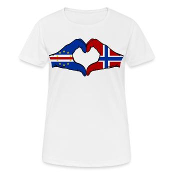 Kap Verde Norwegen Flagge Hände Herzform - Frauen T-Shirt atmungsaktiv - Weiß - Vorne - AI Model Female 172 dark (172cm)