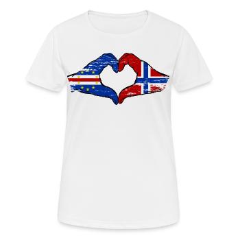 Cape Verde Norway flag hands heart shape used - Women's Breathable T-Shirt - white - Front - AI Model Female 172 dark (172cm)