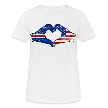 Kap Verde USA Flagge Hände Herzform used - Frauen T-Shirt atmungsaktiv - Weiß - Vorne - AI Model Female 172 dark (172cm)