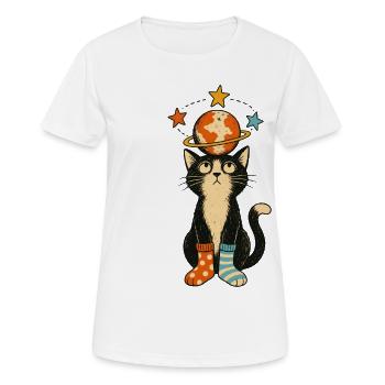 Planetenkatze - Frauen T-Shirt atmungsaktiv - Weiß - Vorne - AI Model Female 172 dark (172cm)