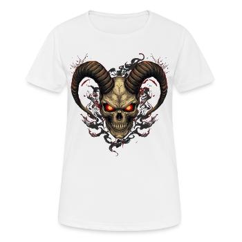 Höllischer Totenkopf mit Hörnern - Frauen T-Shirt atmungsaktiv - Weiß - Vorne - AI Model Female 172 dark (172cm)