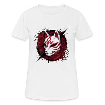 Rote Kitsune Maske im Anime-Stil - Frauen T-Shirt atmungsaktiv - Weiß - Vorne - AI Model Female 172 dark (172cm)