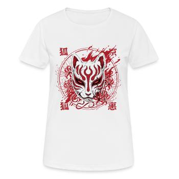 Kitsune Maske Rot-Weiß - Frauen T-Shirt atmungsaktiv - Weiß - Vorne - AI Model Female 172 dark (172cm)
