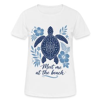 Meet me at the Beach – Schildkröte im Mandala-Stil - Frauen T-Shirt atmungsaktiv - Weiß - Vorne - AI Model Female 172 dark (172cm)