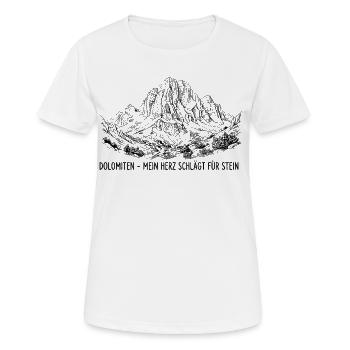 Dolomiten - Mein Herz schlägt für Stein | Ikonisch - Frauen T-Shirt atmungsaktiv - Weiß - Vorne - AI Model Female 172 dark (172cm)