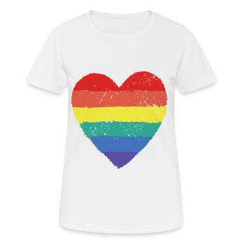 Herz Pride Regenbogen - Frauen T-Shirt atmungsaktiv - Weiß - Vorne - AI Model Female 172 dark (172cm)