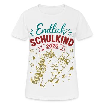 Endlich Schulkind 2026 Unicorn - Frauen T-Shirt atmungsaktiv - Weiß - Vorne - AI Model Female 172 dark (172cm)