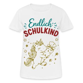 Endlich Schulkind - Frauen T-Shirt atmungsaktiv - Weiß - Vorne - AI Model Female 172 dark (172cm)