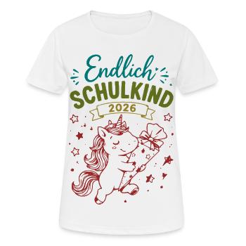 Endlich Schulkind 2026 Unicorn - Frauen T-Shirt atmungsaktiv - Weiß - Vorne - AI Model Female 172 dark (172cm)