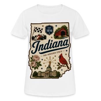 Indiana Hoosier State Vintage-Reiseaufkleber - Frauen T-Shirt atmungsaktiv - Weiß - Vorne - AI Model Female 172 dark (172cm)