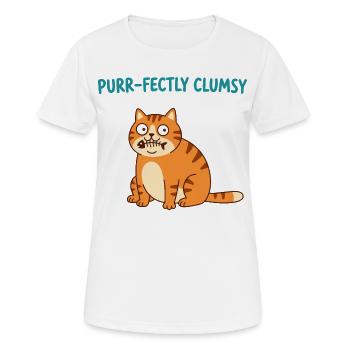 Purrfekt Ungeschickte Katze - Frauen T-Shirt atmungsaktiv - Weiß - Vorne - AI Model Female 172 dark (172cm)