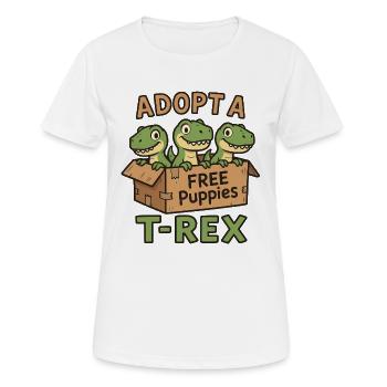 Lustiges T-Rex Welpen Dinosaurier Comic Design - Frauen T-Shirt atmungsaktiv - Weiß - Vorne - AI Model Female 172 dark (172cm)