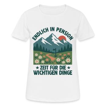 Pension Retro Berge Zeit zu Wandern - Frauen T-Shirt atmungsaktiv - Weiß - Vorne - AI Model Female 172 dark (172cm)