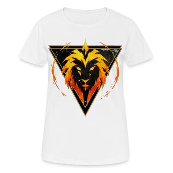 Löwe-Feuerzeichen – Tierkreis von Kék-Ina - Frauen T-Shirt atmungsaktiv - Weiß - Vorne - AI Model Female 172 dark (172cm)