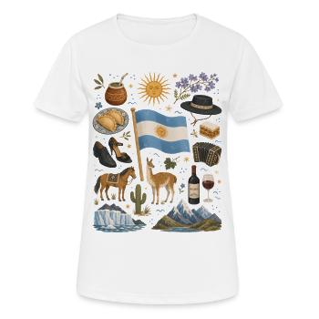 Argentinien | Tango, Anden & Pampas - Frauen T-Shirt atmungsaktiv - Weiß - Vorne - AI Model Female 172 dark (172cm)