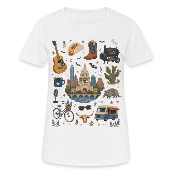 Austin | Live-Musik, Tacos & Texasgefühl - Frauen T-Shirt atmungsaktiv - Weiß - Vorne - AI Model Female 172 dark (172cm)