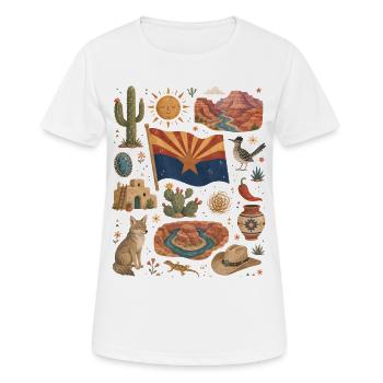 Arizona | Wüste, Canyons & Freiheit - Frauen T-Shirt atmungsaktiv - Weiß - Vorne - AI Model Female 172 dark (172cm)