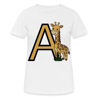 Giraffe mit Buchstabe A - Frauen T-Shirt atmungsaktiv - Weiß - Vorne - AI Model Female 172 dark (172cm)
