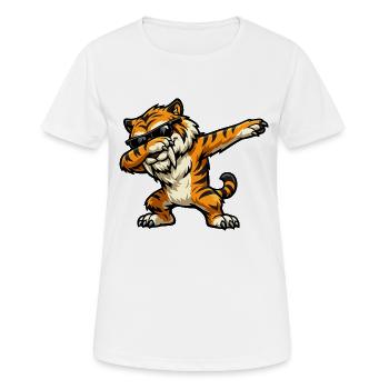 Dabbing Säbelzahntiger - Frauen T-Shirt atmungsaktiv - Weiß - Vorne - AI Model Female 172 dark (172cm)