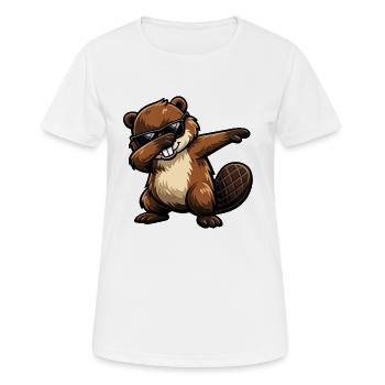 Dabbing Biber - Frauen T-Shirt atmungsaktiv - Weiß - Vorne - AI Model Female 172 dark (172cm)